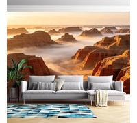 Misty Canyon Mountain Wall Mural Wallpaper, Thickened Non-Woven Wall Mural, Geographical Landscape Wallpaper, 3D Panoramic Custom Wall Decor for Living Room Bedroom Office 300Cm(W) X 210Cm(H)