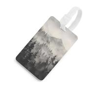 Misty Fog Pine Tree Forest Luggage Tags for Suitcases TPU Baggage Tag Cute Travel Bag Label Tags White-Style