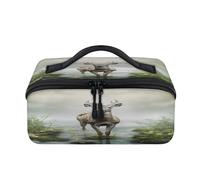 Misty Forest Animal Deer Travel Makeup Bag Portable Waterproof Pouch Open Flat Toiletry Bags Toiletries Cosmetics Traveling Organizer for Women Men