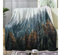Misty Forest Blanket King Size, Pine Fleece Throw Blanket for Bed Sofa Couch, Soft Cozy Flannel, Large 200x240 cm, Decor & Gifts (S142)