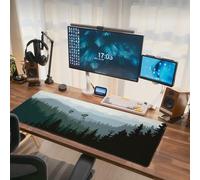 Misty Forest Fog Mouse Pad Extended Large Gaming Mousepad XL Big Long Oversized Desk Mat Stitched Edges 31.5 X 11.8 Inch for Home Office