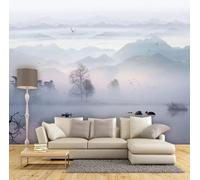 Misty Forest Forest High Mountains River Birds Fairyland 3D Wallpaper Easy Install Feature Office Living Room Sofa Bedroom TV Background Wall Decoration-350cm×256cm