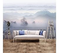 Misty Forest High Mountains River Birds Wonderland 3D Wallpaper Luxury Silk Study Dining Feature Sofa Grey Bedroom Living Room Tv Decorative Wall-430cm×300cm