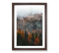 Misty Forest in The Autumn Painting Framed Print | A2 Walnut Framed Wall Art | Ready to Hang | Modern Landscape Picture | Living Room Bedroom Lounge Office