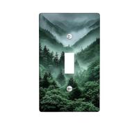 Misty Forest Light Switch Cover Plates/Outlet Covers, Deep Green Foggy Woods for Home Decor, Thermoplastic Wall Plates, Standard Size Single Toggle