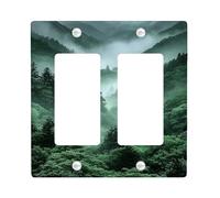 Misty Forest Light Switch Cover Plates/Outlet Covers, Deep Green Foggy Woods for Home Decor, Thermoplastic Wall Plates, Standard Size Double Rocker