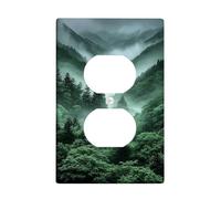 Misty Forest Light Switch Cover Plates/Outlet Covers, Deep Green Foggy Woods for Home Decor, Thermoplastic Wall Plates, Standard Size Single Duplex Outlet