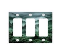Misty Forest Light Switch Cover Plates/Outlet Covers, Deep Green Foggy Woods for Home Decor, Thermoplastic Wall Plates, Standard Size 3 Gang Wall Plate