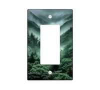 Misty Forest Light Switch Cover Plates/Outlet Covers, Deep Green Foggy Woods for Home Decor, Thermoplastic Wall Plates, Standard Size Single Rocker