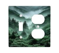 Misty Forest Light Switch Cover Plates/Outlet Covers, Deep Green Foggy Woods for Home Decor, Thermoplastic Wall Plates, Standard Size Toggle Duplex