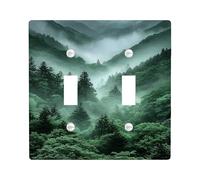 Misty Forest Light Switch Cover Plates/Outlet Covers, Deep Green Foggy Woods for Home Decor, Thermoplastic Wall Plates, Standard Size Double Toggle