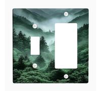 Misty Forest Light Switch Cover Plates/Outlet Covers, Deep Green Foggy Woods for Home Decor, Thermoplastic Wall Plates, Standard Size Toggle Rocker