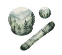 Misty Forest Mountain Ergonomic Mouse Mat with Wrist Rest,3-in-1 Memory Foam Keyboard Wrist Support Set, Non-Slip Base for Comfortable Typing, Gaming and Office Use for Women and Home Desk