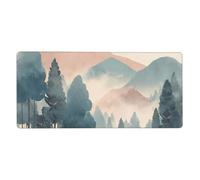 Misty Forest Mountain Mouse Mat Vintage Gaming Mouse Pad with Stitched Edges Non-Slip Large Desk Mat for PC Laptop Office Home Gamer 900x400x3mm Keyboard Mousepad