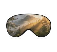 Misty Forest Mountain Sleep Mask Block Light Eye Sleep Shade Cover Comfortable Lightweight Sleeping Blindfold Soft Breathable Night Eye Cover Adjustable Band Eye Mask for Men Women