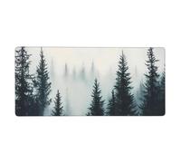 Misty Forest Mouse Mat Pine Tree Gaming Mouse Pad with Stitched Edges Non-Slip Large Desk Mat for PC Laptop Office Home Gamer 900x400x3mm Keyboard Mousepad