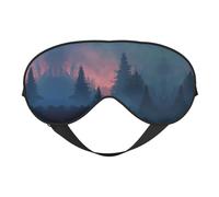 Misty Forest Print Silk Sleeping Mask with Adjustable Strap-Silk Eye Mask Soft Eye Cover,for Blocking Out Lights Sweet Sleep Travel Relax, Nap, Meditation