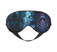 Misty Forest Print Silk Sleeping Mask with Adjustable Strap-Silk Eye Mask Soft Eye Cover,for Blocking Out Lights Sweet Sleep Travel Relax, Nap, Meditation