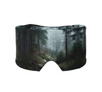 Misty Forest Print Sleep Eye Mask with Earmuffs - Block Out Light Contoured Night Blindfold Eye Sleeping Mask with Ear Cover for Men Women Side Sleeper Night Gift