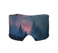 Misty Forest Print Sleep Eye Mask with Earmuffs - Block Out Light Contoured Night Blindfold Eye Sleeping Mask with Ear Cover for Men Women Side Sleeper Night Gift