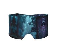Misty Forest Print Sleep Eye Mask with Earmuffs - Block Out Light Contoured Night Blindfold Eye Sleeping Mask with Ear Cover for Men Women Side Sleeper Night Gift
