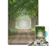 Misty Forest Road Lined with Trees Jigsaw Puzzle for Adults, 1000 Pieces | Puzzle for Adults: activity for family time on weekends.