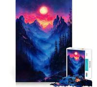 Misty Forest Sunset Adult Jigsaw Puzzles1000 Pieces DIY Play Perfect Connection Pattern Assemble Art Display (50x75cm)