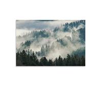 Misty Forest Wall Art Foggy Pine Tree Landscape Poster with Nature Serenity Vibe Tranquil Woodland Print for Meditation Or Bedroom Decor Gift 16x24inch(40x60cm) Unframed