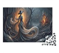 Misty Forest Witch 1000 Piece Puzzle Fiery Castle for Relaxation Experienced Jigsaw Fans Memory Improvement Housewarming Gift 38x26cm/1000pcs