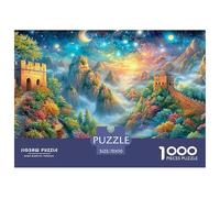 Misty Great Wall Under Moonlit Stars 1000-Piece Jigsaw Puzzle Fantasy Architecture Perfect for Men, Women, Elders & Seniors 70x50cm/1000pcs