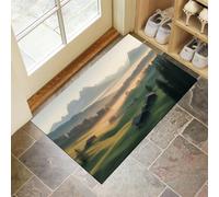 Misty Hills Door Mats Indoor, 60 x 90 cm Washable Inside Door Mat, Italian Mountains Low Profile Non-slip Doormats, Absorbent Entrance Rug for Front Back Door Floor - Green