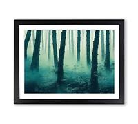 Misty Japanese Forest Framed Wall Art Print A2 Black