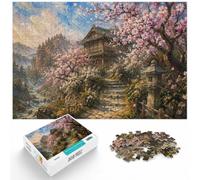 Misty Japanese House with Cherry Blossoms Jigsaw Puzzle, 1000 Piece