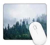 Misty Landscape with Fir Forest Mouse Pad,Square Waterproof and Non-Slip Rubber Base Mousepad,Suitable for Computer Desk Wireless Mouse 9.4"x7.9"