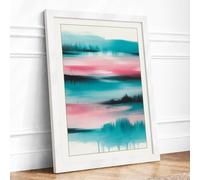 Misty Layered Landscape Minimalist Framed Wall Art Print A4 (29.7×21cm)