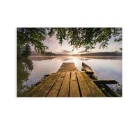 Misty Morning Lake Sunrise, 16 x 24 Inch Canvas Wall Art