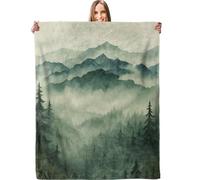 Misty Mountain Forest Blanket, Soft Lightweight Warm Cozy Flannel 60×50 inch Throw Blanket for Couch, Travel, Bed, Outdoor, Gifts for Women Men Adults Kids