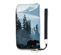 Misty Mountain Forests Animal Bear Slim Wallet for Women Long Purse Cute Clutch Wristlet Handbag Card Holders