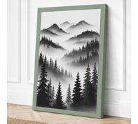 Misty Mountain Ranges Canvas Wall Art Print 18x12 Inch (46 x 30 cm)