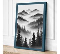 Misty Mountain Ranges Canvas Wall Art Print 24x16 Inch (61 x 41 cm)