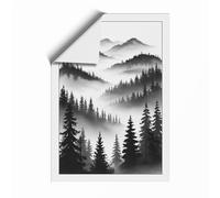 Misty Mountain Ranges Scandinavian Unframed Wall Art Print A4 (29.7×21cm), Wall Decor for Living Room, Bedroom, Office & Home, Art Gift