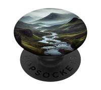 Misty Mountain River Landscape Scenic Nature Outdoor Hiking PopSockets Adhesive PopGrip
