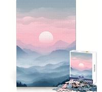 Misty Mountain Sunset Jigsaw Puzzles for Adults 1000 Pieces Recall Enhancer Creative Play Pattern Build Birthday Gift (38x52cm)