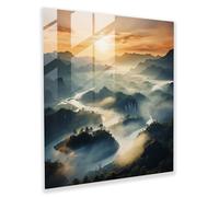 Misty Mountains Glass Print - Middle Earth, Sunrise, Awe-Inspiring, Misty Mountains, 28" x 28"