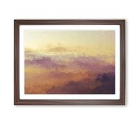 Misty Mountains In Pisa Italy In Abstract Modern Art Framed Print | A2 Walnut Framed Wall Art | Ready to Hang | Abstract Landscape Picture | Living Room Bedroom Lounge Office
