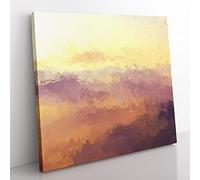 Misty Mountains in Pisa Italy in Abstract Modern Canvas Wall Art Print Ready to Hang, Framed Picture for Living Room Bedroom Home Office Décor, 35x35 cm (14x14 Inch)