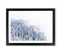 Misty Mountains In Switzerland In Abstract Modern Art Framed Wall Art Print, Ready to Hang Picture for Living Room Bedroom Home Office Décor, Black A3 (46 x 34 cm)