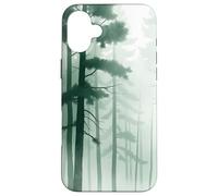 Misty Pine Forest Tall Trees Fog Minimal Landscape Case for iPhone 16 Plus