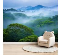 Misty Rainforest Mountains Wall Mural Photo Wallpaper 150 x 105 cm Kids Bedroom Kitchen Poster Decoration Wall Covering Wall Art