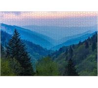 Misty Rolling Mountain Just Before Sunrise Great Smoky Mountains Creative Fun Jigsaw Puzzle for Adults Challenging Traditional Puzzle Perfect for Family Nights Game_300pcs